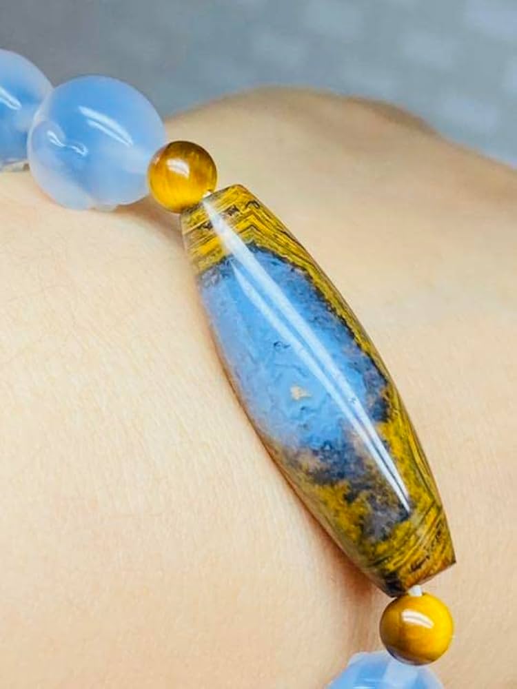 ☆老天珠開光済二龍眼天地天珠弥勒菩薩瑪瑙彫刻